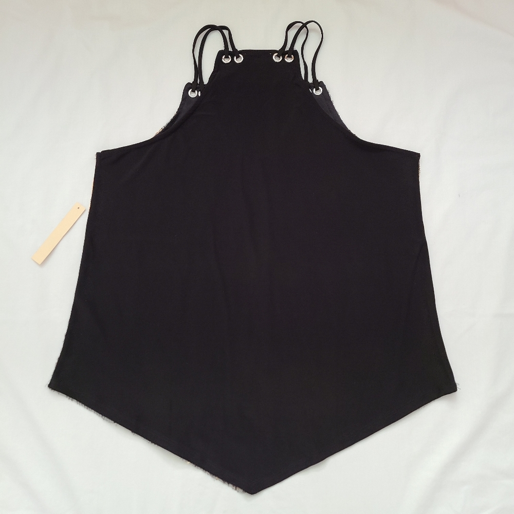 NWT Lavish Black/Silver/Gold Sequined Double Strap Racerback Cami Tank Top, M - Picture 7 of 11